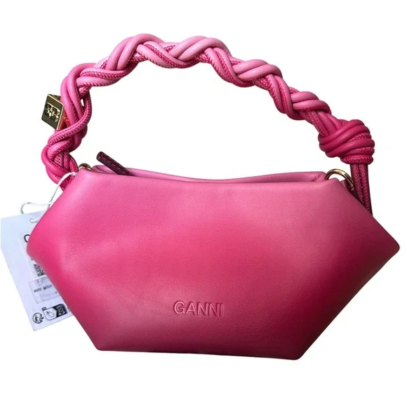 NWT GANNI Bou Bag Mini Gradient in Hot Pink Leather Crossbody - Picture 9 of 16